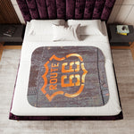 ROUTE 66 Sherpa Blanket, Single Side Print ~ Two Colors non printed side