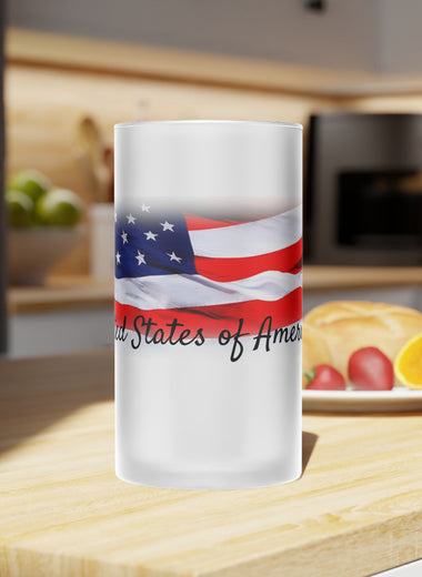 USA Frosted Glass Beer Mug