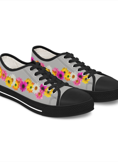 Light Grey Daisy Flower Chain Women's Low Top Sneakers