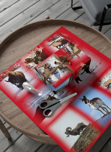 Red BackGround American Wildlife Gift Wrap Papers