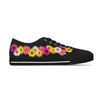 Black Daisy Flower Chain Women's Low Top Sneakers