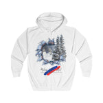 Winter Wonderland Full Zip Hoodie, Cozy Casual Wear, Perfect for Gifting, Art Lover's Apparel, Unisex Sweatshirt