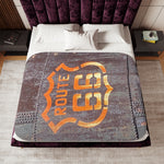 ROUTE 66 Sherpa Blanket, Single Side Print ~ Two Colors non printed side