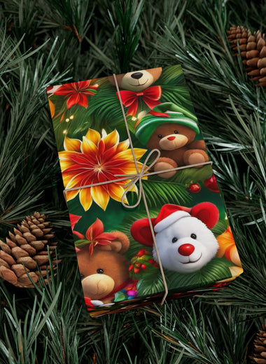 Teddy Bear & Flower Gift Wrap Papers