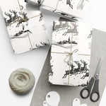 Reindeer Sleigh Vintage Black & White Gift Wrap Paper