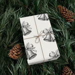 Holiday Bells Black & White Gift Wrap Paper — Elegant Christmas Wrapping Sheets