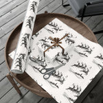 Reindeer Sleigh Vintage Black & White Gift Wrap Paper