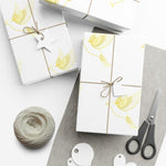 Golden Dove Gift Wrap Paper — Elegant Yellow Dove & Floral Bird Wrapping Sheets for Weddings & Baby Showers