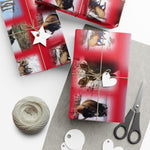 American Wildlife Gift Wrap Papers - Red Background