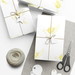 Golden Dove Gift Wrap Paper — Elegant Yellow Dove & Floral Bird Wrapping Sheets for Weddings & Baby Showers