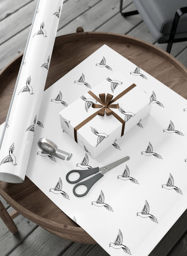 Dove Pattern Gift Wrap Paper — Minimalist Flying Dove Wrapping Sheets for Weddings & Birthdays