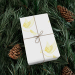 Golden Dove Gift Wrap Paper — Elegant Yellow Dove & Floral Bird Wrapping Sheets for Weddings & Baby Showers