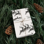 Reindeer Sleigh Vintage Black & White Gift Wrap Paper