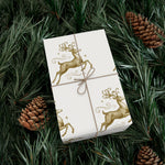 Reindeer Pattern Gold Holiday Gift Wrap Paper