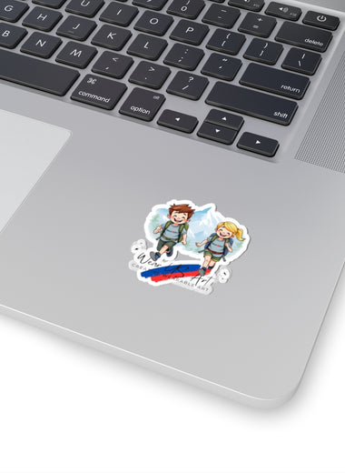 Kiss-Cut Sticker — 'Kids at Heart' Hiking Pride Design