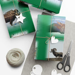 Green Background American Wildlife Gift Wrap Papers