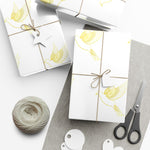 Golden Dove Gift Wrap Paper — Elegant Yellow Dove & Floral Bird Wrapping Sheets for Weddings & Baby Showers