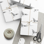 Dove Pattern Gift Wrap Paper — Minimalist Flying Dove Wrapping Sheets for Weddings & Birthdays