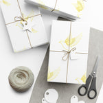 Golden Dove Gift Wrap Paper — Elegant Yellow Dove & Floral Bird Wrapping Sheets for Weddings & Baby Showers