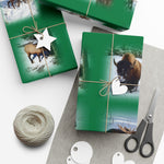 Green Background American Wildlife Gift Wrap Papers