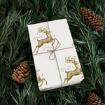 Reindeer Pattern Gold Holiday Gift Wrap Paper