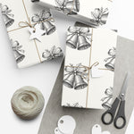 Holiday Bells Black & White Gift Wrap Paper — Elegant Christmas Wrapping Sheets