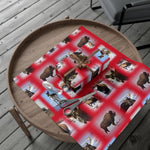American Wildlife Gift Wrap Papers - Red Background