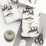 Reindeer Sleigh Vintage Black & White Gift Wrap Paper