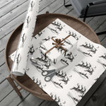 Reindeer Sleigh Vintage Black & White Gift Wrap Paper