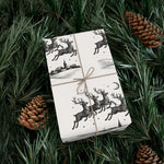 Reindeer Sleigh Vintage Black & White Gift Wrap Paper
