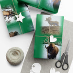 Green Background American Wildlife Gift Wrap Papers