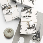 Reindeer Sleigh Vintage Black & White Gift Wrap Paper