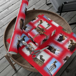 American Wildlife Gift Wrap Papers - Red Background