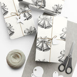 Holiday Bells Black & White Gift Wrap Paper — Elegant Christmas Wrapping Sheets