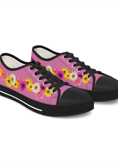 Light Pink Daisy Flower Chain Women's Low Top Sneakers