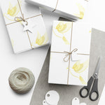 Golden Dove Gift Wrap Paper — Elegant Yellow Dove & Floral Bird Wrapping Sheets for Weddings & Baby Showers