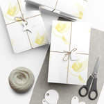 Golden Dove Gift Wrap Paper — Elegant Yellow Dove & Floral Bird Wrapping Sheets for Weddings & Baby Showers