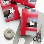 American Wildlife Gift Wrap Papers - Red Background