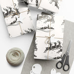 Reindeer Sleigh Vintage Black & White Gift Wrap Paper