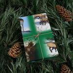 Green Background American Wildlife Gift Wrap Papers