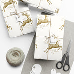 Reindeer Pattern Gold Holiday Gift Wrap Paper