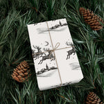 Reindeer Sleigh Vintage Black & White Gift Wrap Paper
