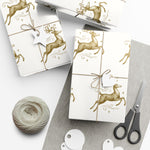 Reindeer Pattern Gold Holiday Gift Wrap Paper
