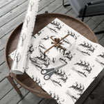 Reindeer Sleigh Vintage Black & White Gift Wrap Paper