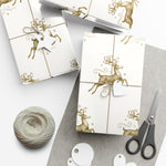 Reindeer Pattern Gold Holiday Gift Wrap Paper