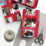 American Wildlife Gift Wrap Papers - Red Background