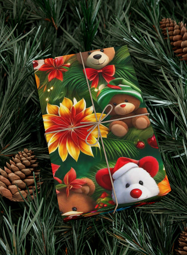 Teddy Bear & Flower Gift Wrap Papers