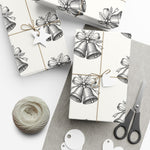 Holiday Bells Black & White Gift Wrap Paper — Elegant Christmas Wrapping Sheets