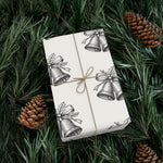Holiday Bells Black & White Gift Wrap Paper — Elegant Christmas Wrapping Sheets