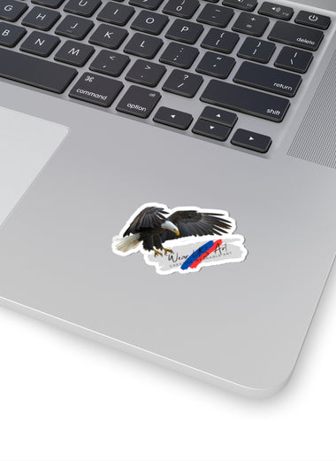 Bald Eagle Kiss-Cut Sticker — American Eagle with WearUSArt Logo